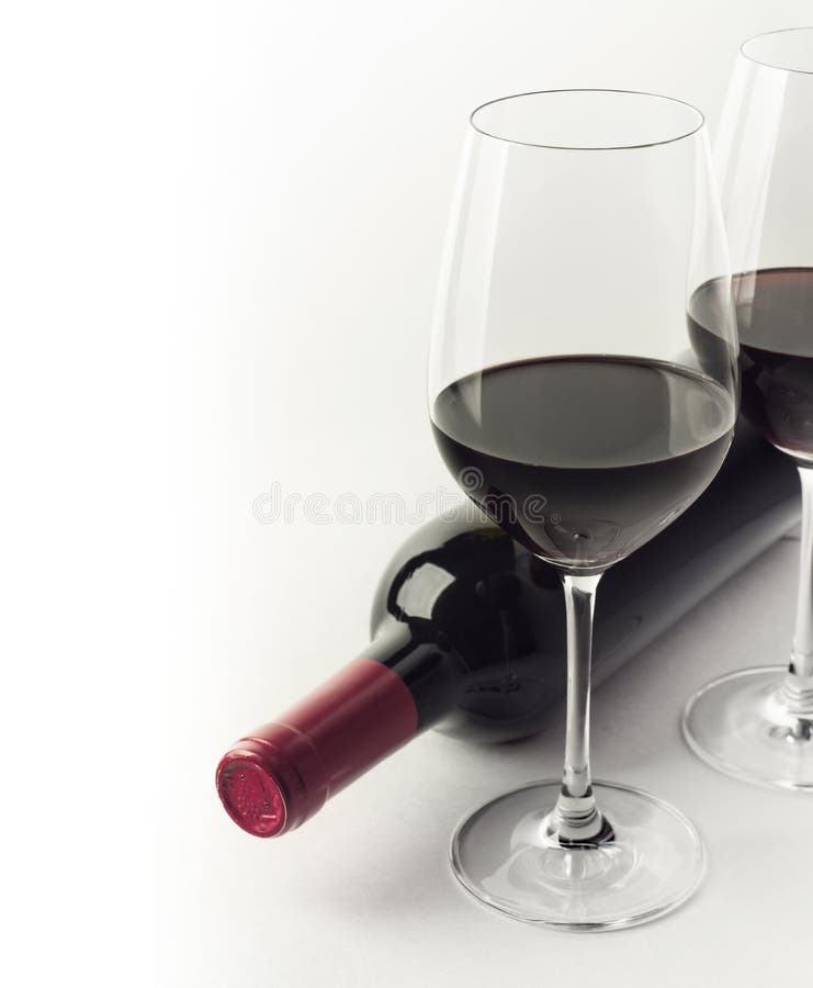 Simple Red Wine Bottle, Glasses and Grapes Stock Image Image of glass