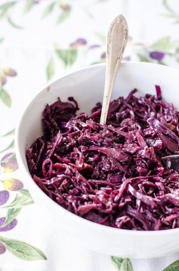 Red wine cabbage dish stock image. Image of table, delicious 31534799