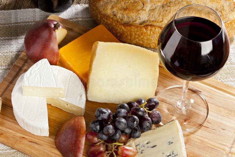Red Wine and Cheese Plate stock photo. Image of snack 27938022