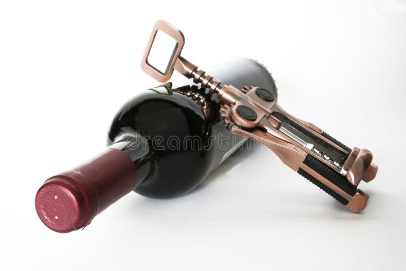 Red wine and corkscrew