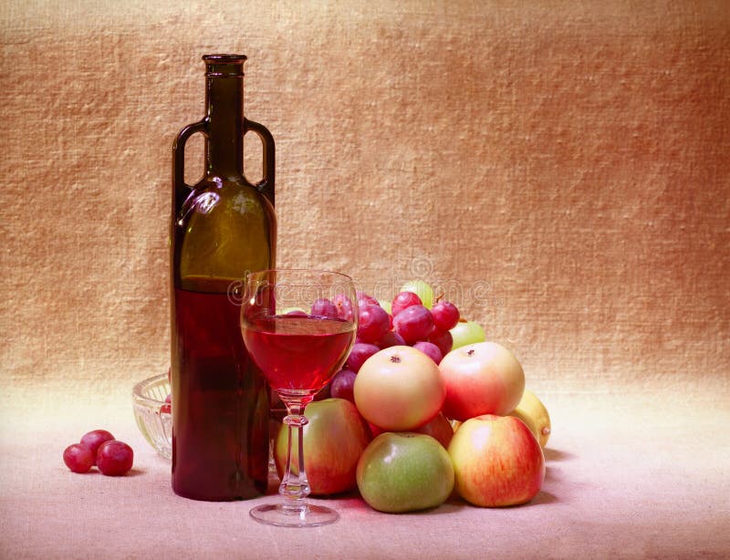 Red wine and fruit - still life