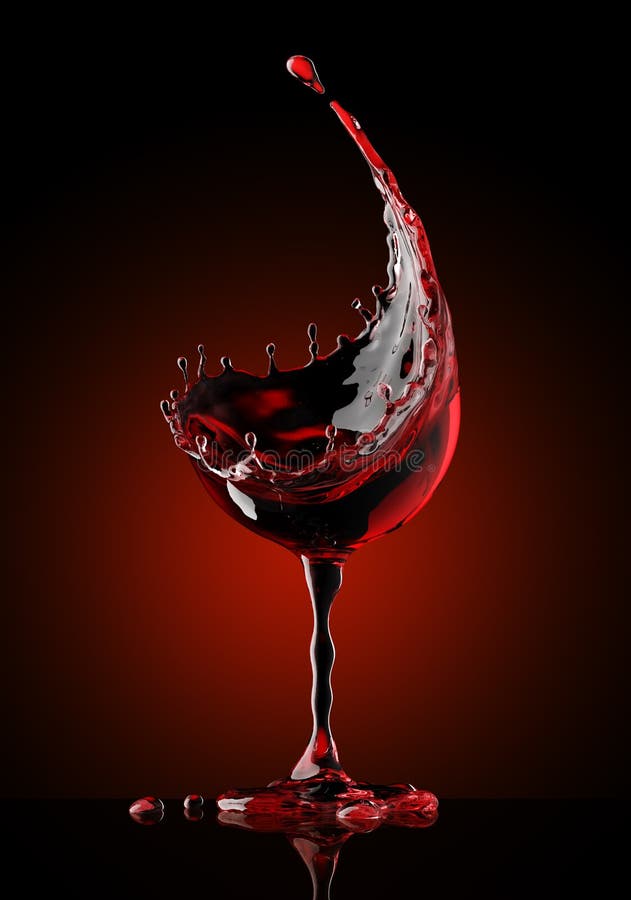 Red Wine Glass on Black Background Stock Illustration Illustration of