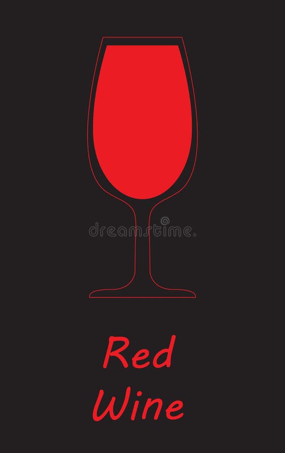 Red Wine Glass. Black Background Stock Vector Illustration of