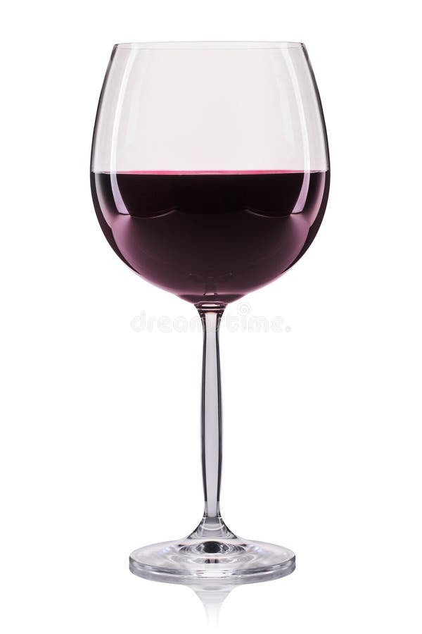 Red wine in a glass isolated on white background.