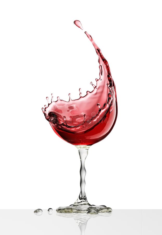 Red wine glass on a white background