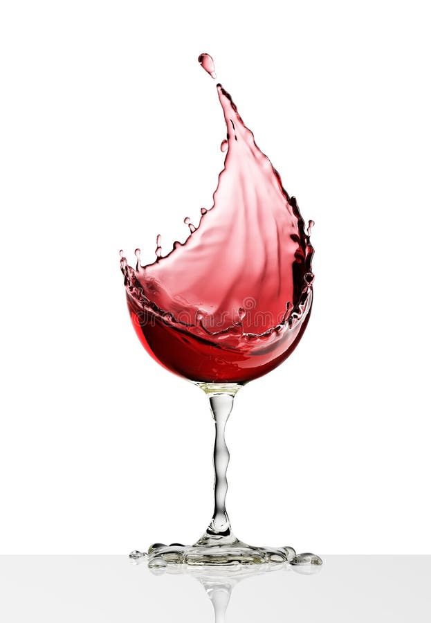 Red wine glass on a white background