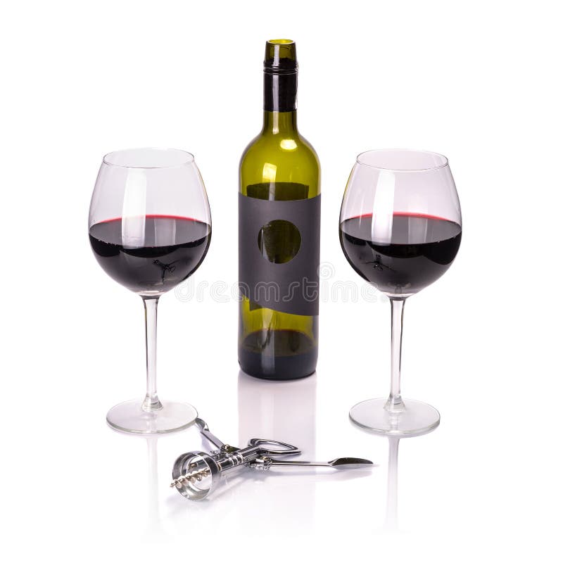 Red Wine in Glasses with Bottle Stock Photo Image of empty, luxury