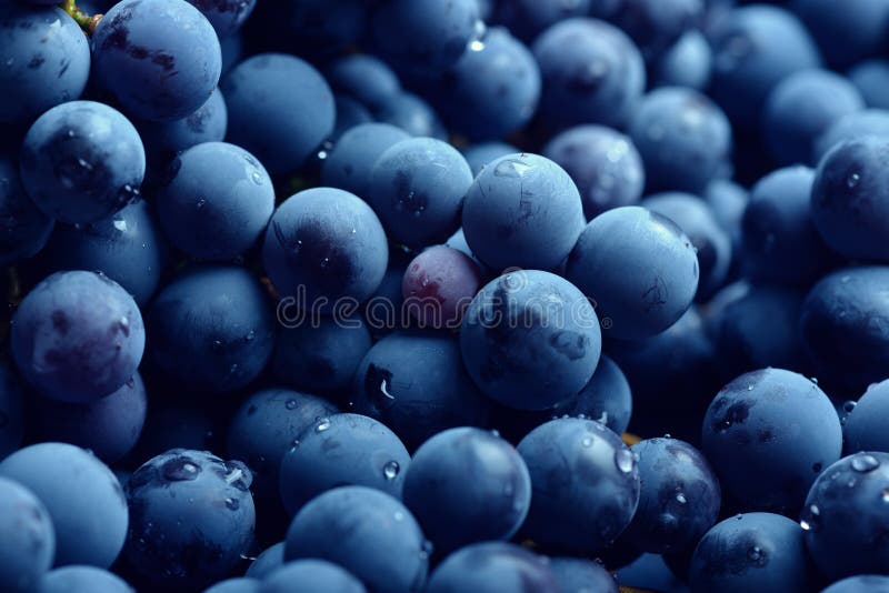 Red wine grape. Dark grapes background. Isabella grape. Blue grapes. Grape vine.