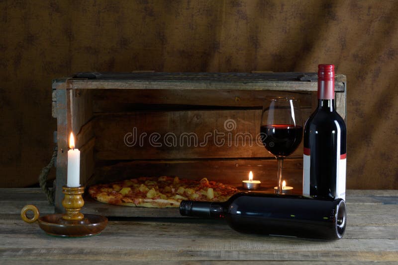 Red wine and pizza