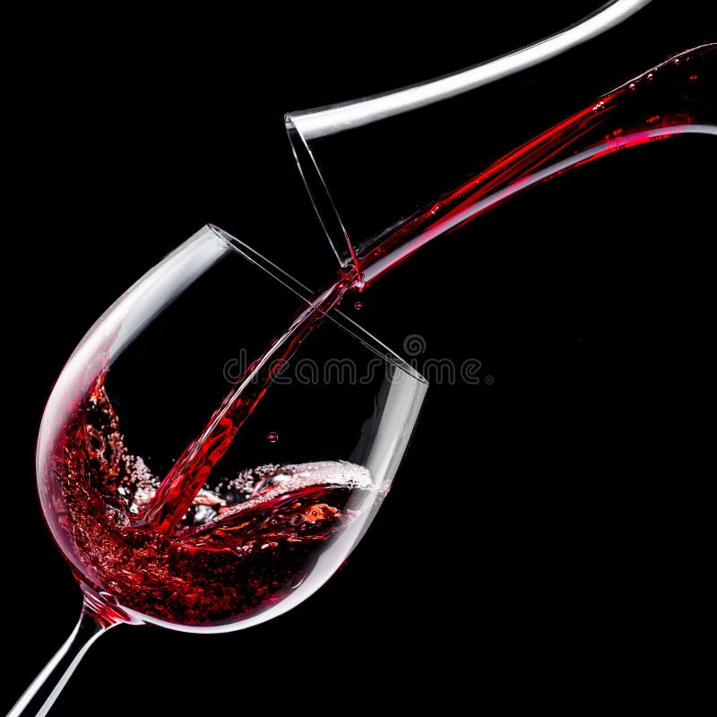 Red Wine is Poured into a Wine Glass on a Black Background Stock Photo -  Image of production, market: 212802840