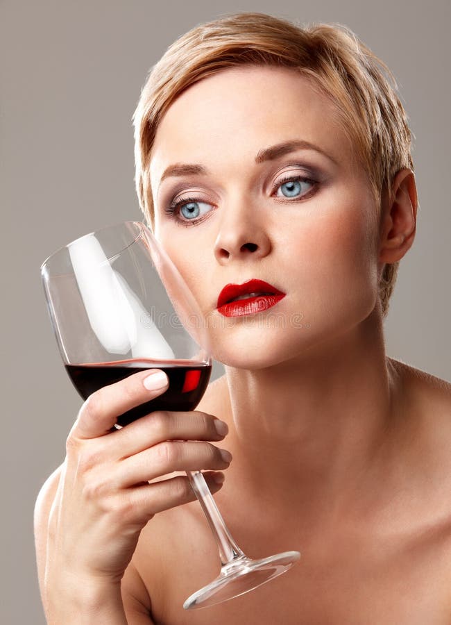 Red wine and red lips stock image. Image of blond, celebration 16429345
