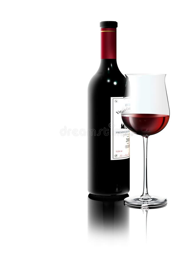Red Wine on White Background Stock Illustration Illustration of glass