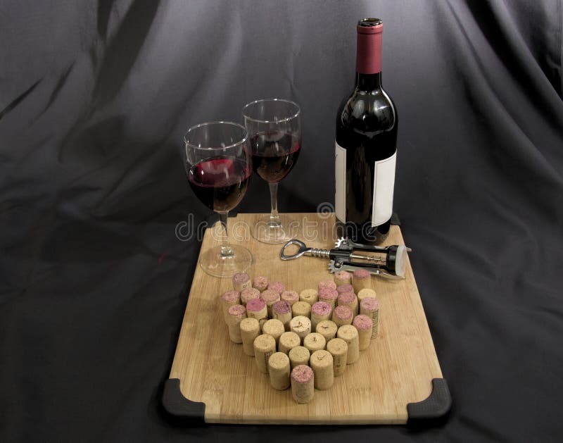 Red Wine with Wine Glasses and Corks Stock Photo Image of romantic