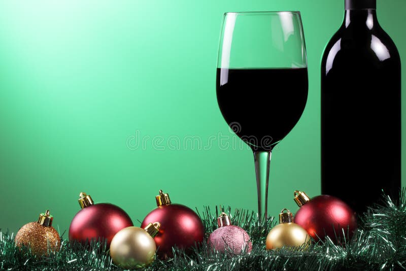 Christmas Red Wine Glass stock image. Image of glowing 26246243