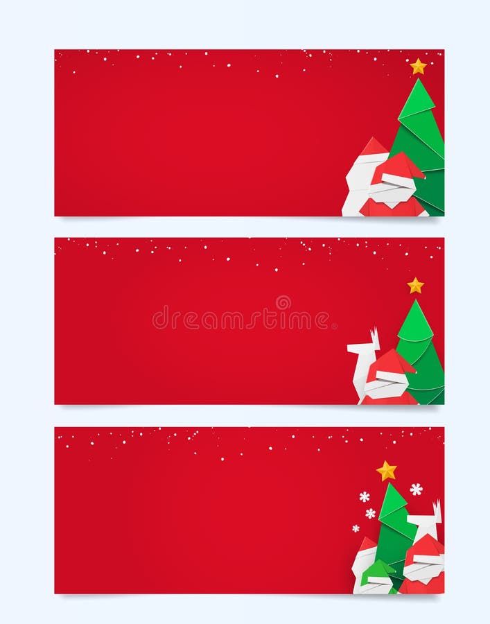 Red Winter Web Banners with Christmas Decorations for New Year Seasonal ...