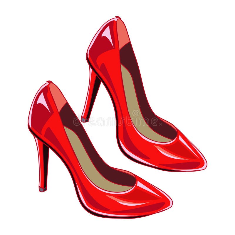 Red Woman Shoes. Vector Illustration. Stock Vector - Illustration of ...