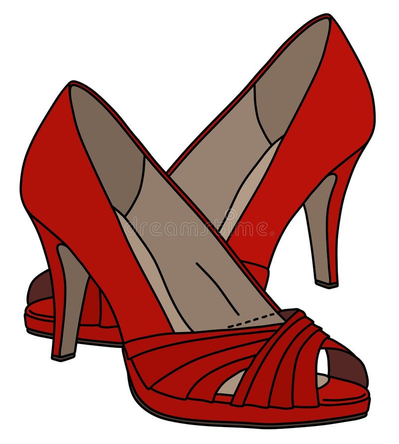 The Red Womans Shoes on High Heels Stock Vector - Illustration of high ...