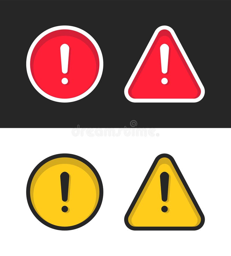 Red Yellow Alert Exclamation Sign Vector Illustration Set Stock Vector