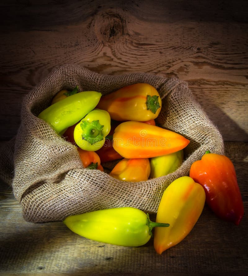 Red and Yellow Bell Peppers in a Bag Stock Image Image of capsicum, isolated 193635719
