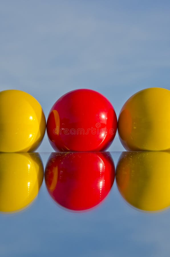 One Yellow Billiards Ball on Azure Background Stock Photo Image of