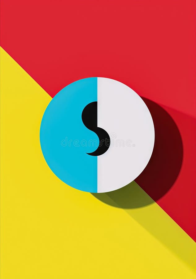 A Red, Yellow and Blue Background with a White Circle Stock Image