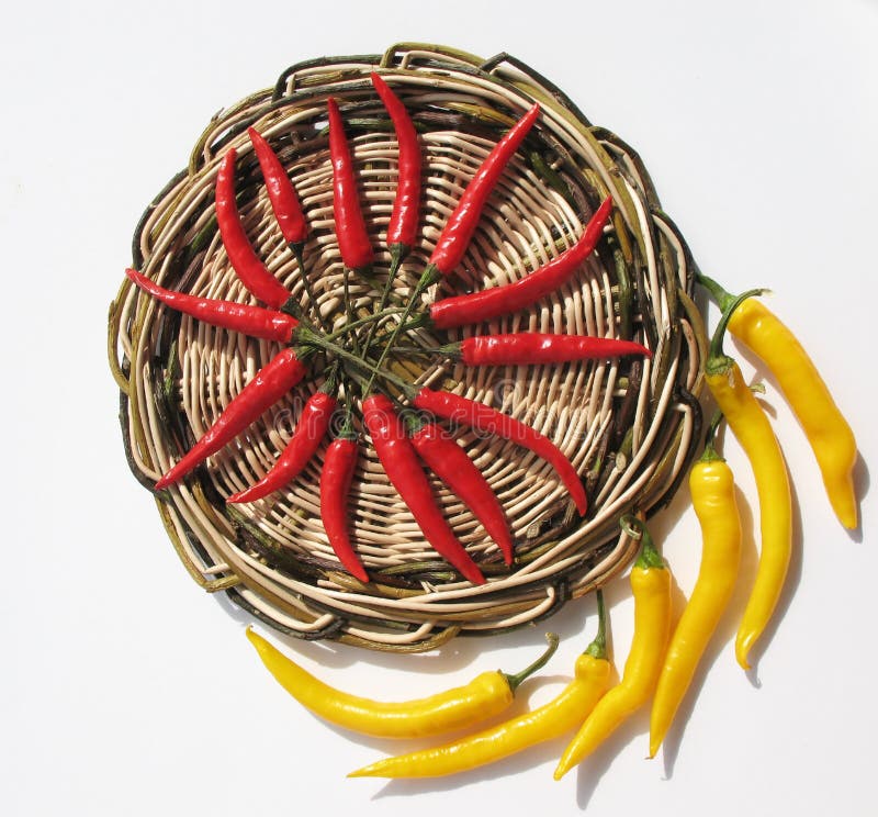 Red and Yellow Chili Peppers Stock Image Image of product, spice