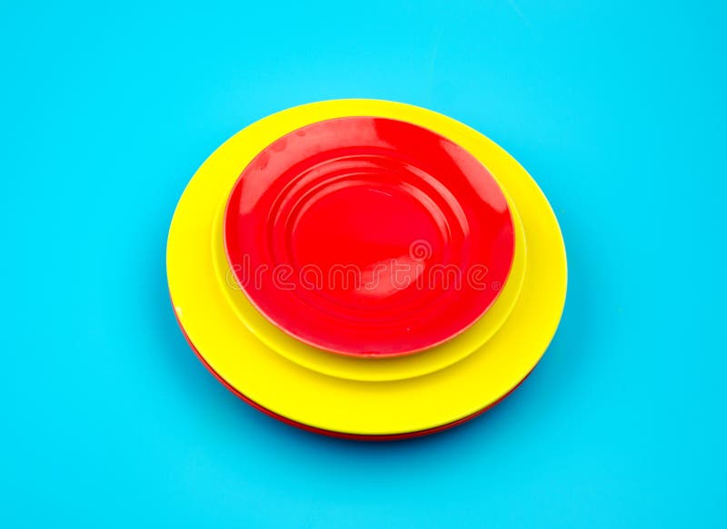 Red and yellow empty plate stock photo. Image of empty 37868608