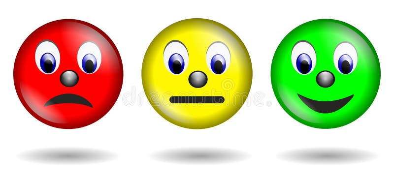 Red yellow green smiley isolated