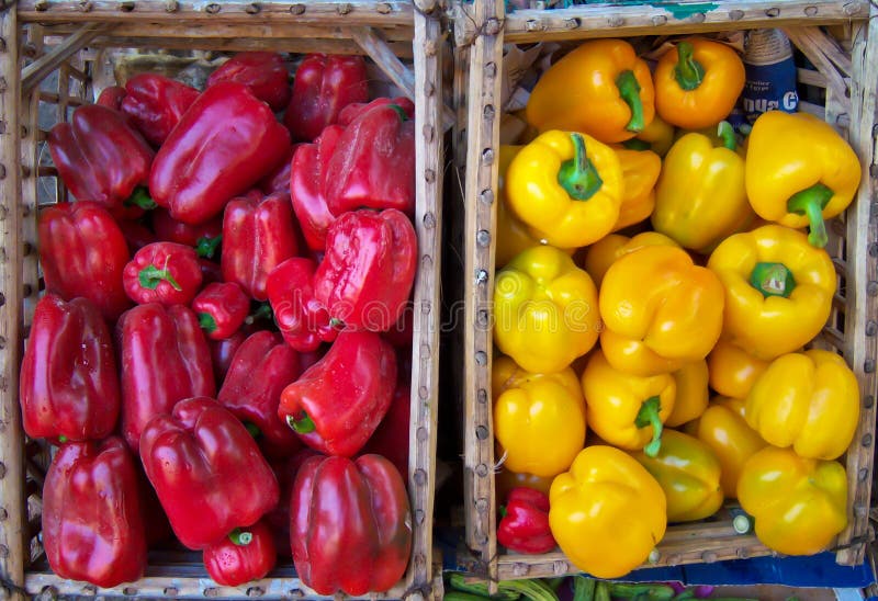 Red and Yellow Pepper Vegetable Stock Photo Image of detail, passion