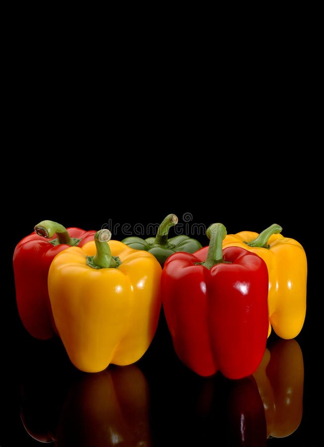 Red and yellow peppers stock photo. Image of food, five 10878706