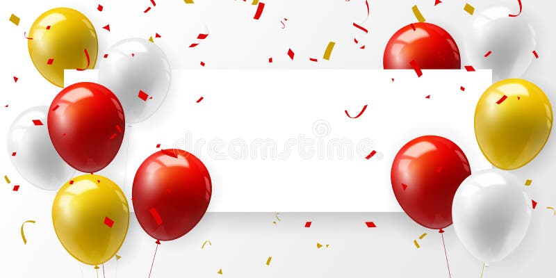 Red Yellow Realistic Ballon and Ribbon Happy Birthday Celebration Card  Banner Template Background Stock Illustration - Illustration of card,  frame: 228898899