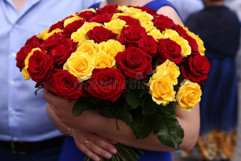 Yellow red roses bouquet stock image. Image of bouquet 37411743