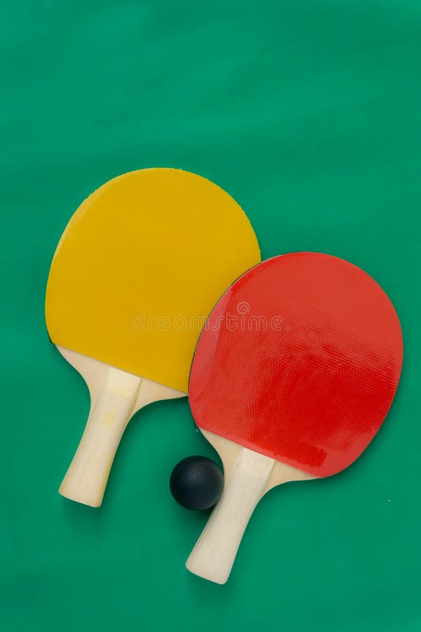 Red and Yellow Table Tennis Rackets with Black Balls,.table Tennis