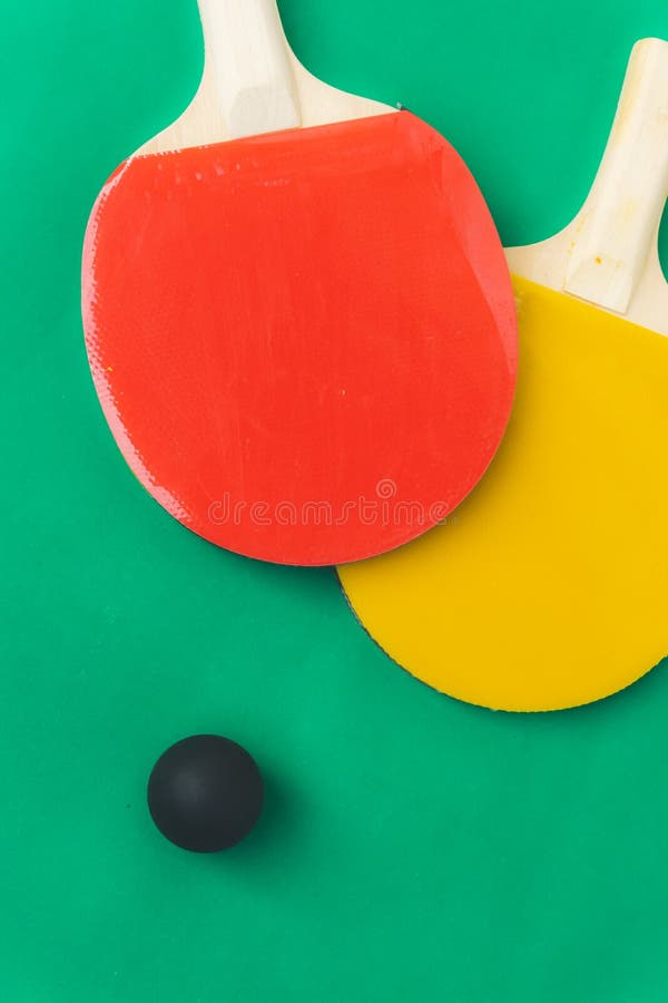 Red and Yellow Table Tennis Rackets with Black Balls,.table Tennis