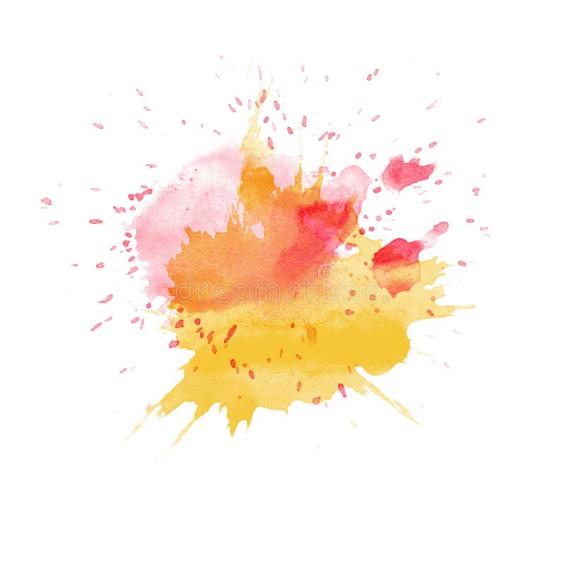 Red and Yellow Watercolor Spot, Blob, Ink Splat Brush Effect, Splash ...