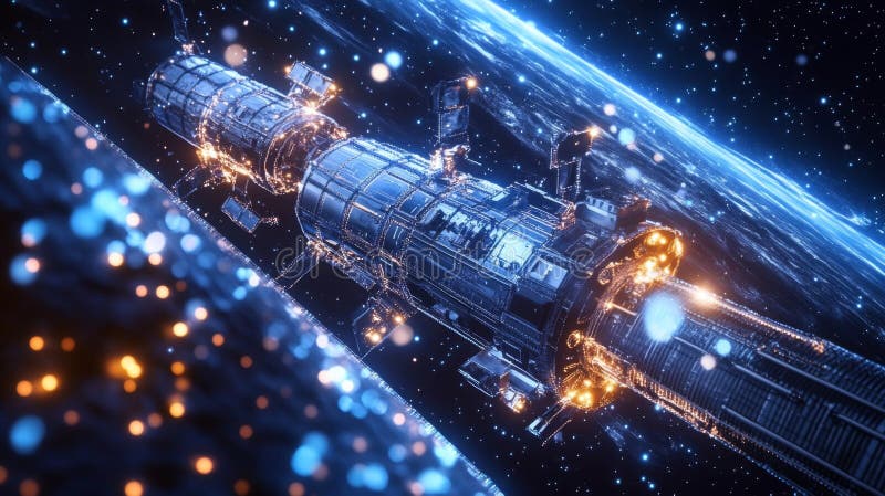 Redare futuristă a tehnologiei spațiale avansate și a designului de magnet stock illustration