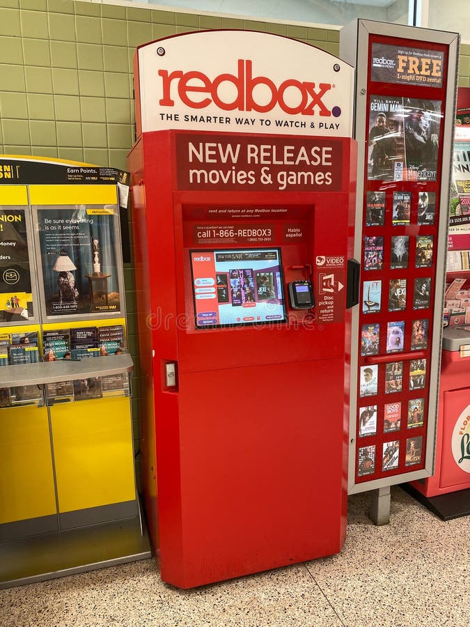 A Redbox Movies and Games Kiosk at a Publix Grocery Store Editorial