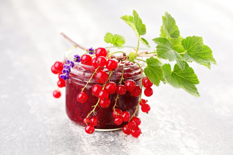 Σπιτική redcurrant μαρμελάδα με lavender - αγαθά στο βάζο