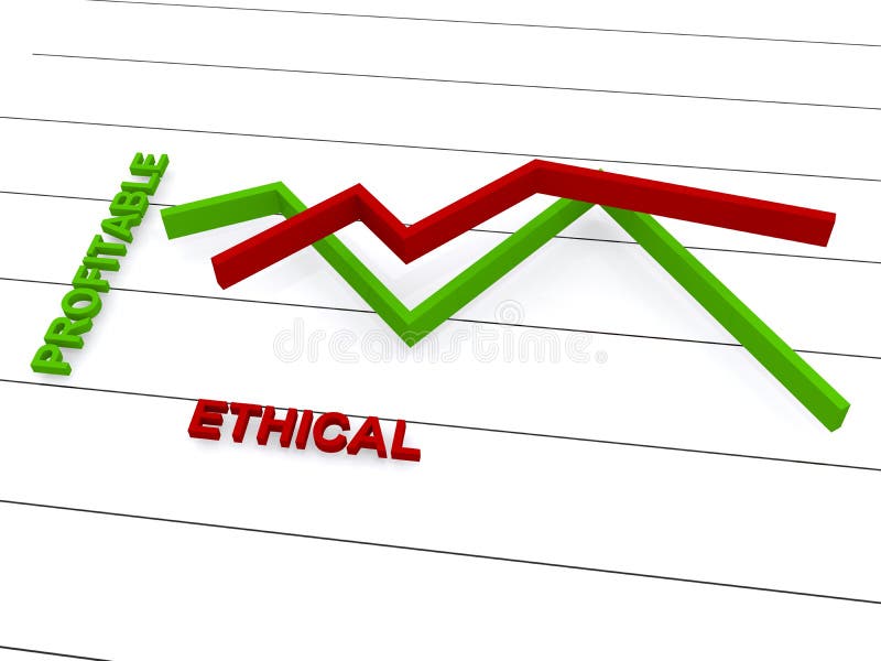 Ethical profitable and graph on white. Ethical profitable and graph on white