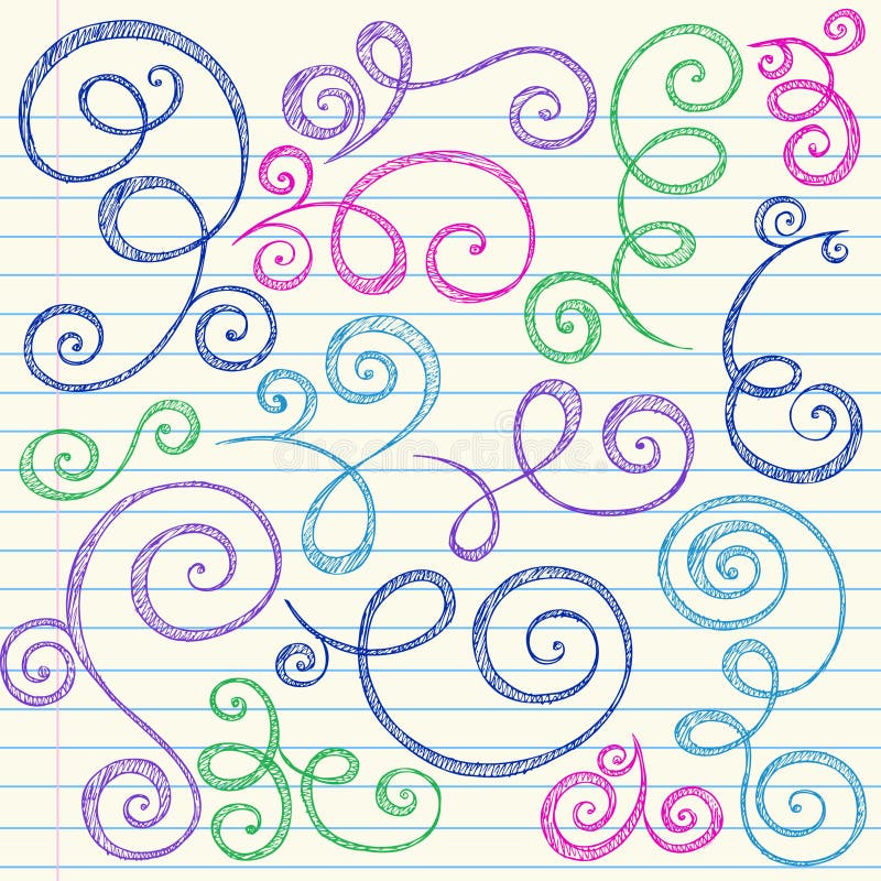 Redemoinhos esboçado de volta ao vetor do Doodle da escola ilustração do vetor Redemoinhos esboçado de volta ao vetor do Doodle da escola ilustração do vetor