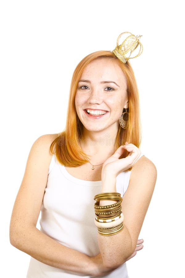 Redhead girl with crown smiling