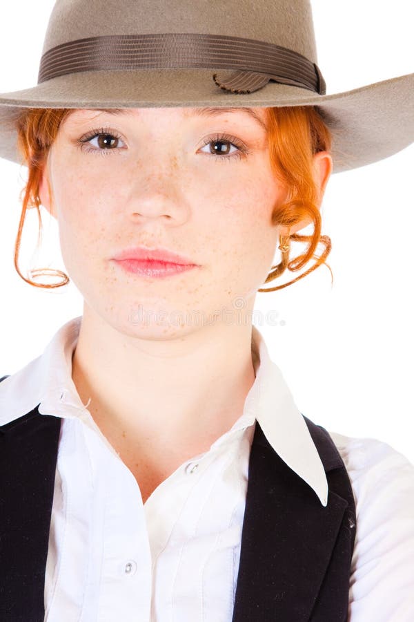 Redhead girl in hat