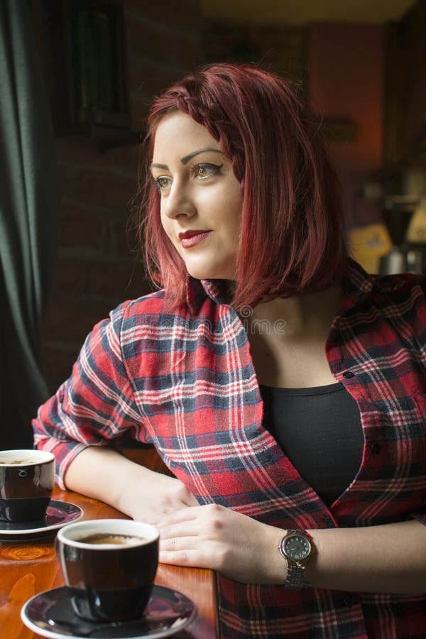 Redhead Girl Checking Her Watch On A Winter S Day Stock Image Image