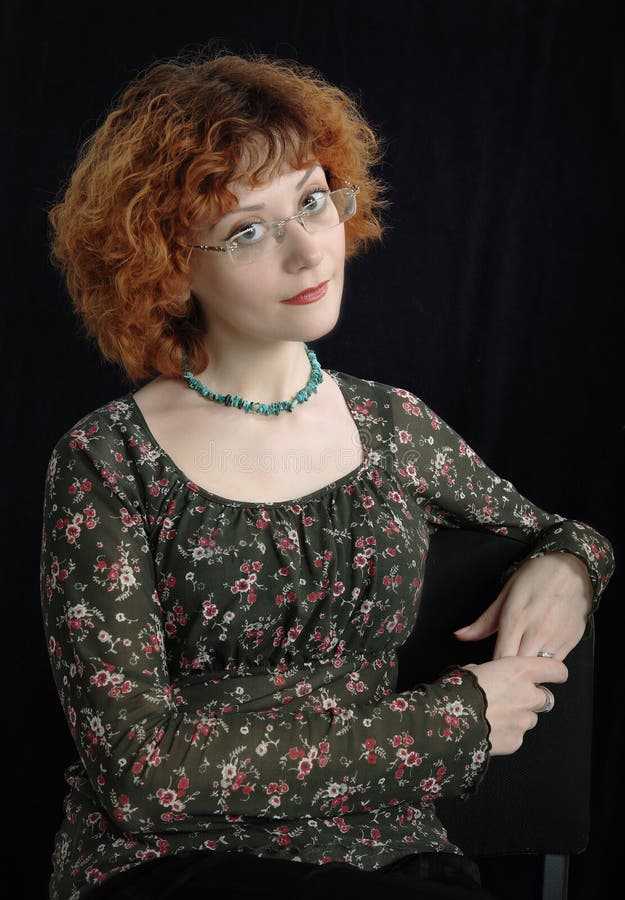 Redhead Portrait Black Background