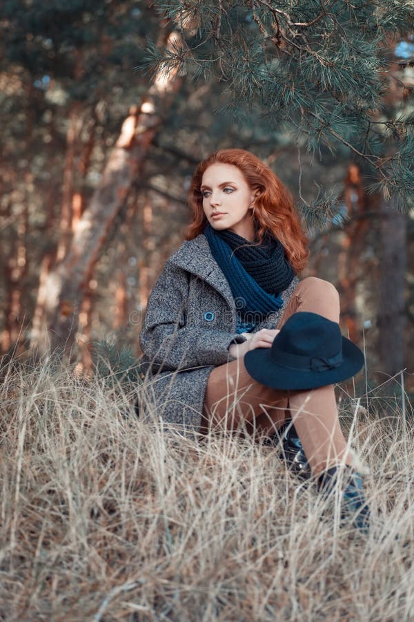 haired outdoors Curly redhead