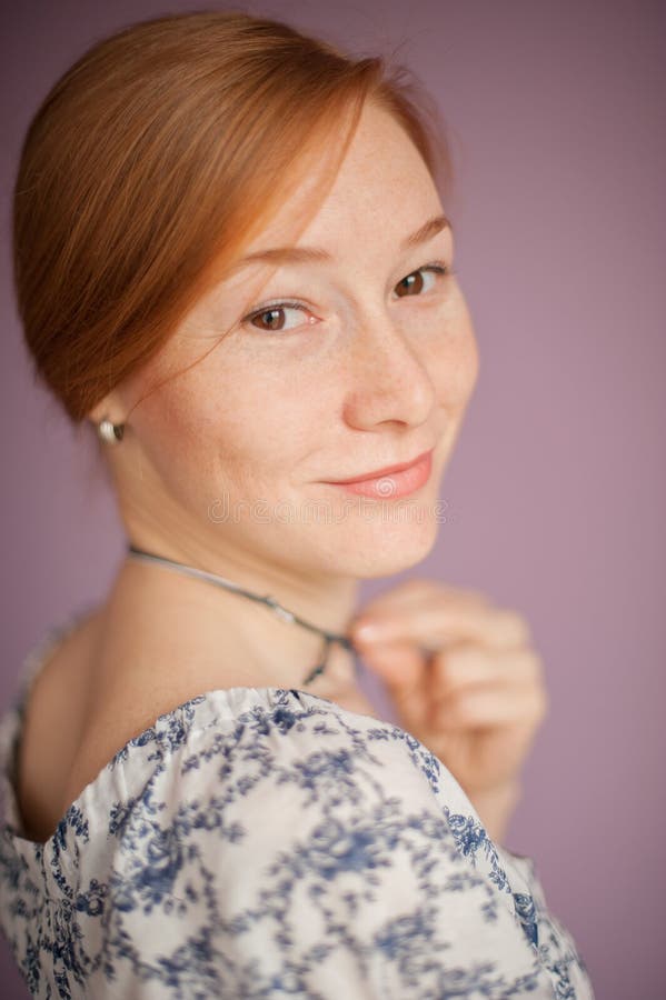 Portrait Of A Beautiful Redhead Woman Stock Image Image Of Natural