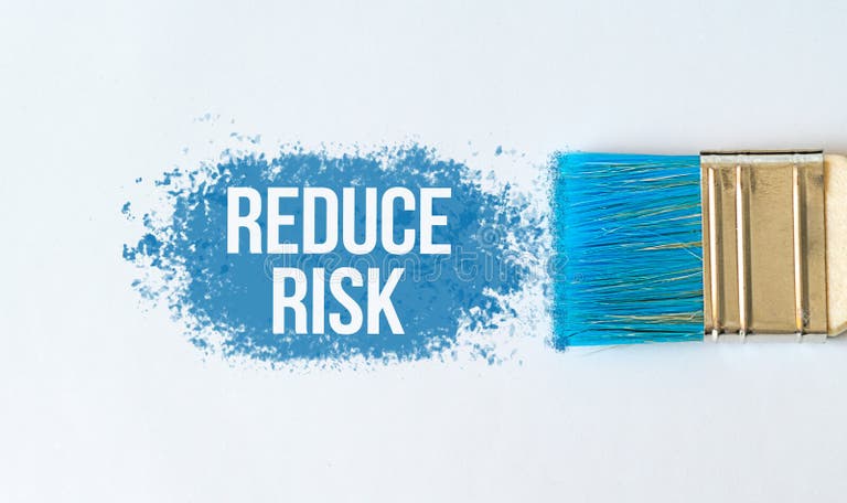 Reduce Risk Text on Blue Paint with Brush on White Background Stock ...