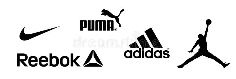 Reebok Nike Jordan Adidas Puma Logos De Equipos Deportivos Y Empresa Ropa Deportiva. Kyiv Ucrania De Diciembre De 2020 Fotografía - Ilustración de puma, equipo: 204096167