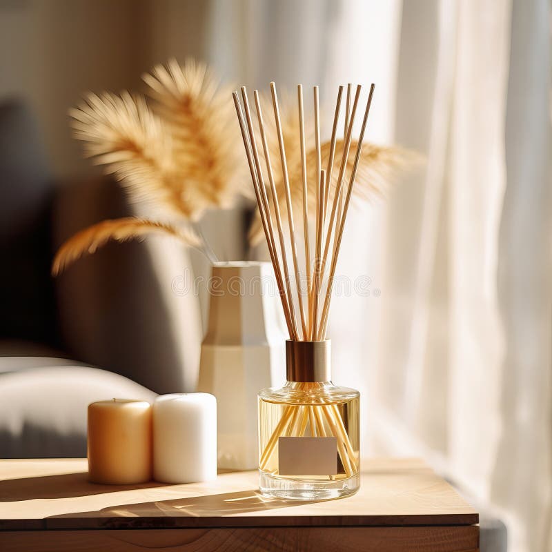 Reed Diffuser Flasche Mockup Aroma Diffusor in Luxuriösen Beige