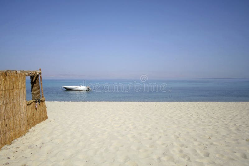 Reed hut on beach, red sea